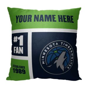The Northwest Group Minnesota Timberwolves 18'' x 18'' Colorblock Personalized Throw Pillow