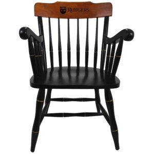 Black Rutgers Scarlet Knights Crest Logo Captains Chair with Cherry Crown