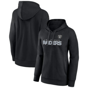 Women's Fanatics Black Las Vegas Raiders Iconic Cotton Fleece Checklist Pullover Hoodie