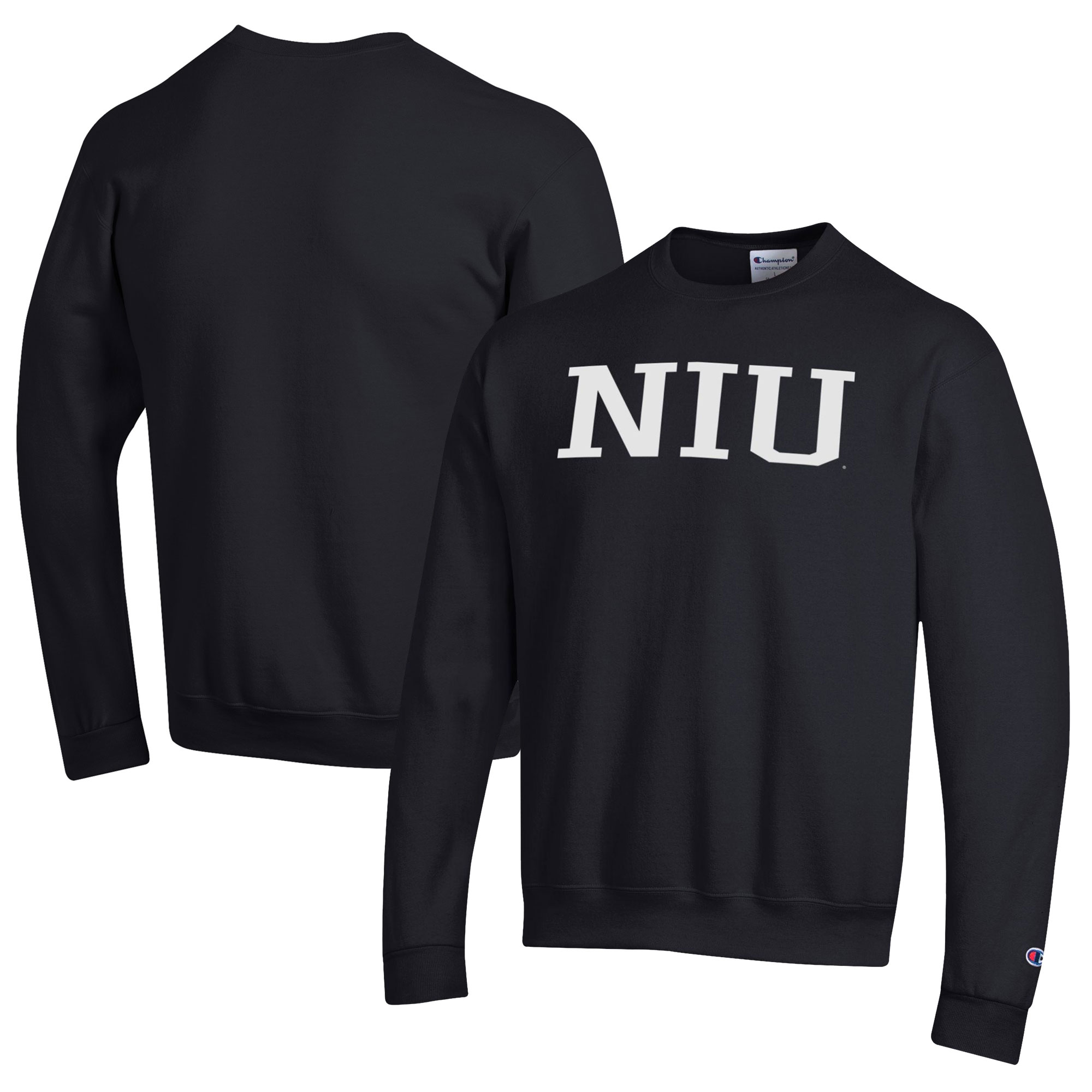 Men's Champion Black Northern Illinois Huskies Eco Powerblend Crewneck Sweatshirt - Image 5