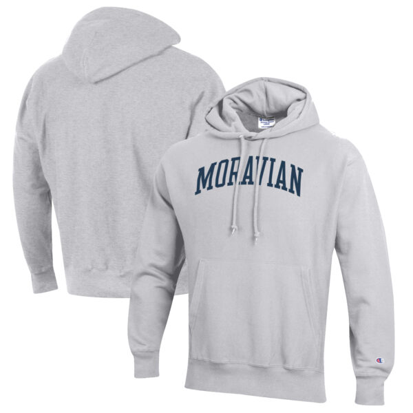 Men's Champion Heathered Gray Moravian Greyhounds Reverse Weave Fleece Pullover Hoodie