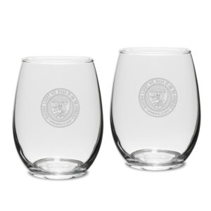 Wittenberg University Tigers Logo 15oz. 2-Piece Stemless Wine Glass Set