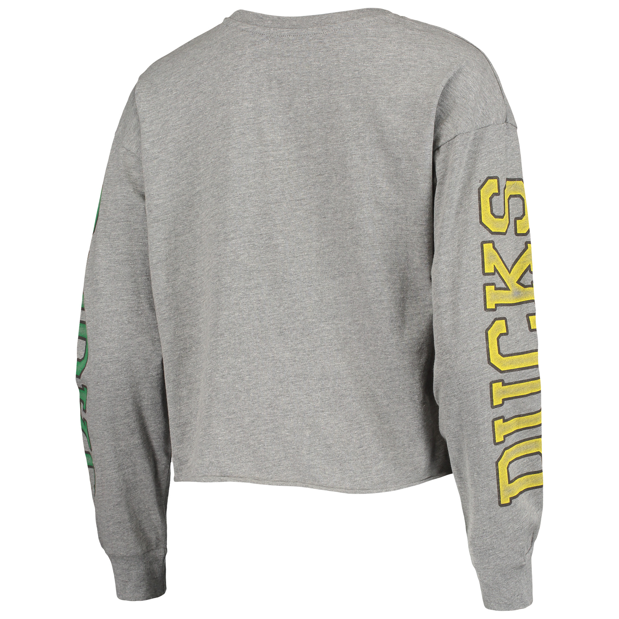 Women's '47 Heathered Gray Oregon Ducks Ultra Max Parkway Long Sleeve Cropped T-Shirt - Image 4