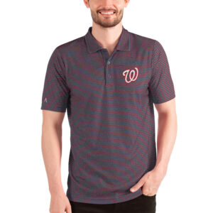 Men's Antigua Heathered Navy/Red Washington Nationals Esteem Polo