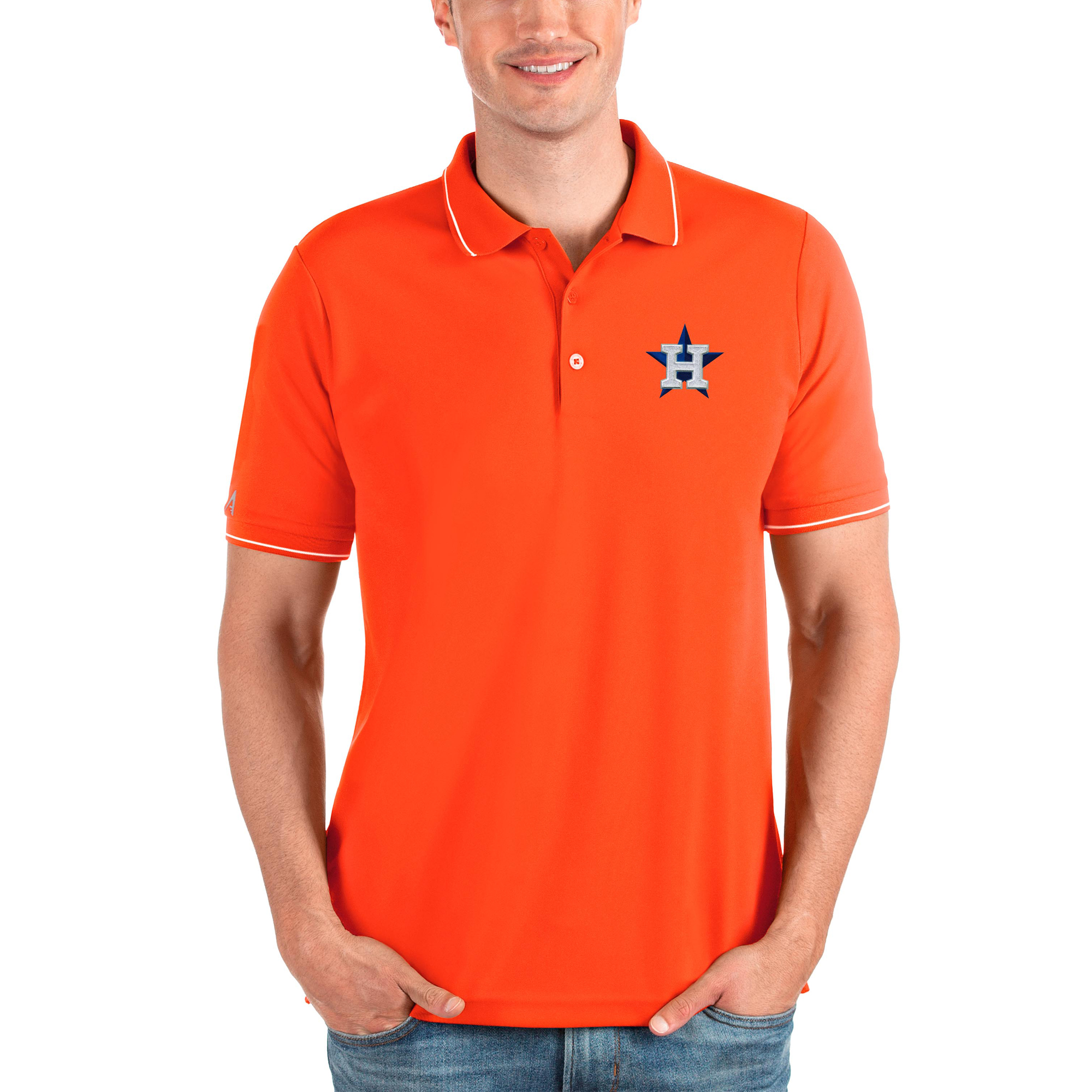 Men's Antigua Orange Houston Astros Affluent Polo