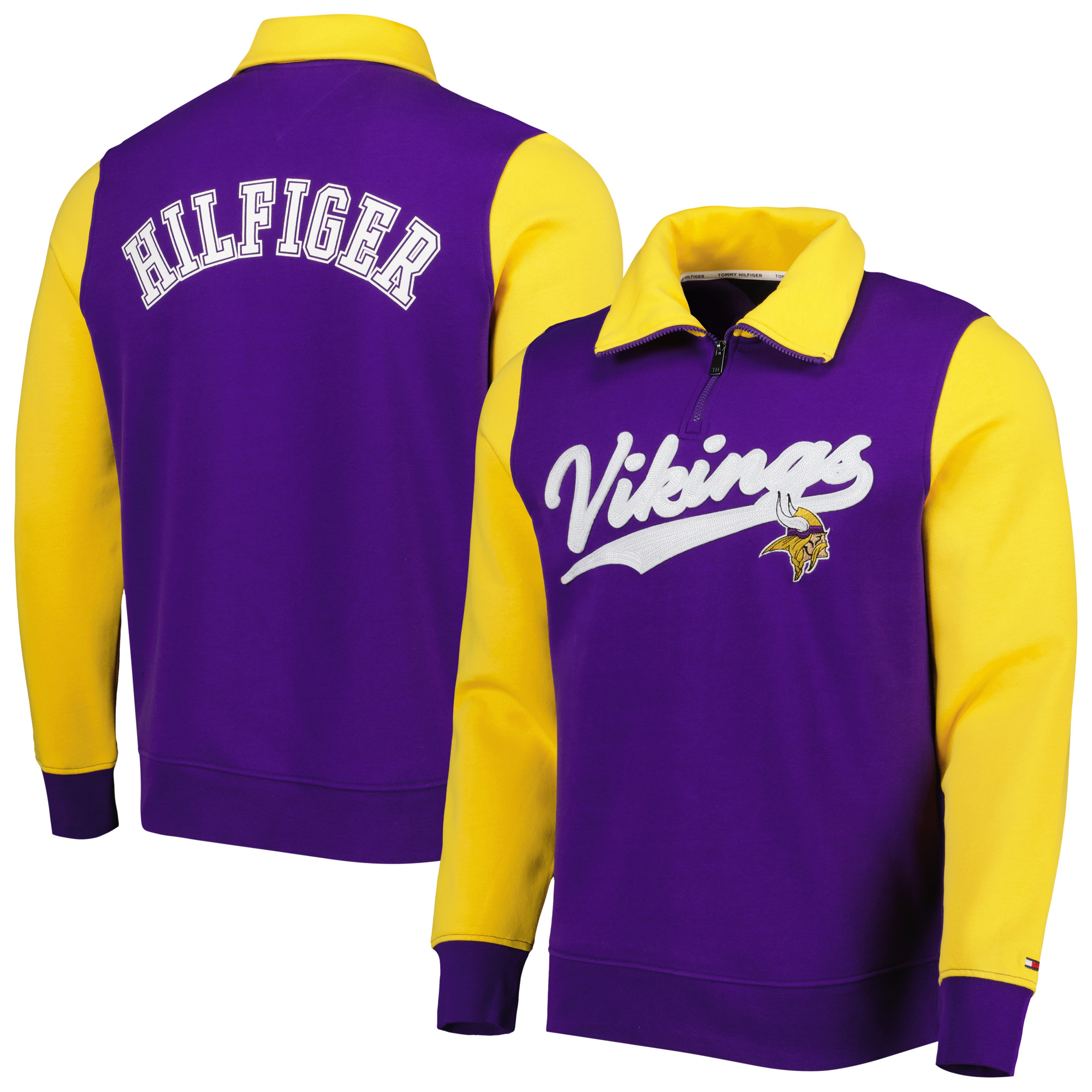 Men's Tommy Hilfiger Purple/Gold Minnesota Vikings Aiden Quarter-Zip Sweatshirt - Image 7