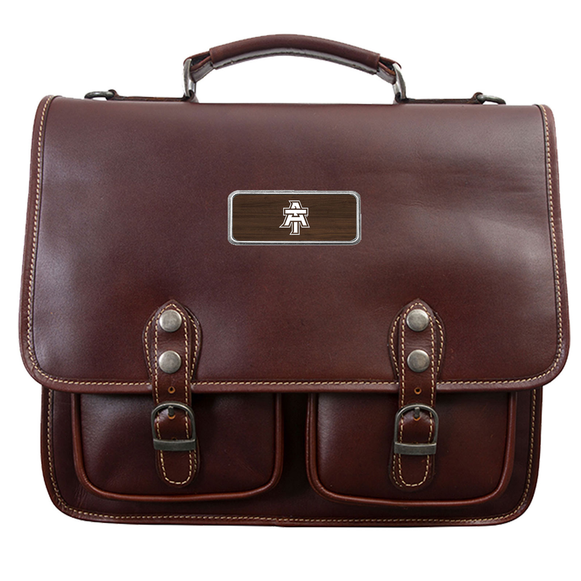 Brown Arkansas Tech Logo Plate Sabino Briefcase