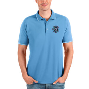 Men's Antigua Light Blue New York City FC  Solid Pique Polo