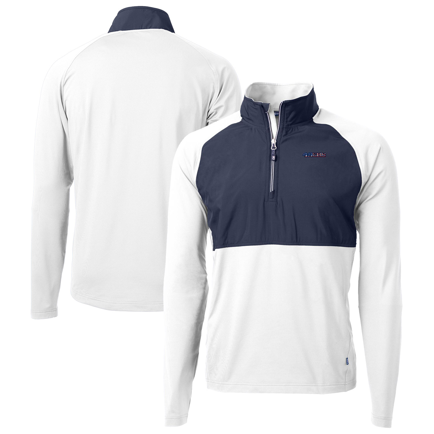Men's Cutter & Buck White San Francisco 49ers Adapt Eco Knit Hybrid Recycled Quarter-Zip Pullover Top