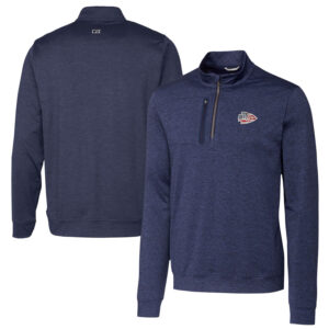 Men's Cutter & Buck Heathered Navy Kansas City Chiefs Stealth Quarter-Zip Pullover Top