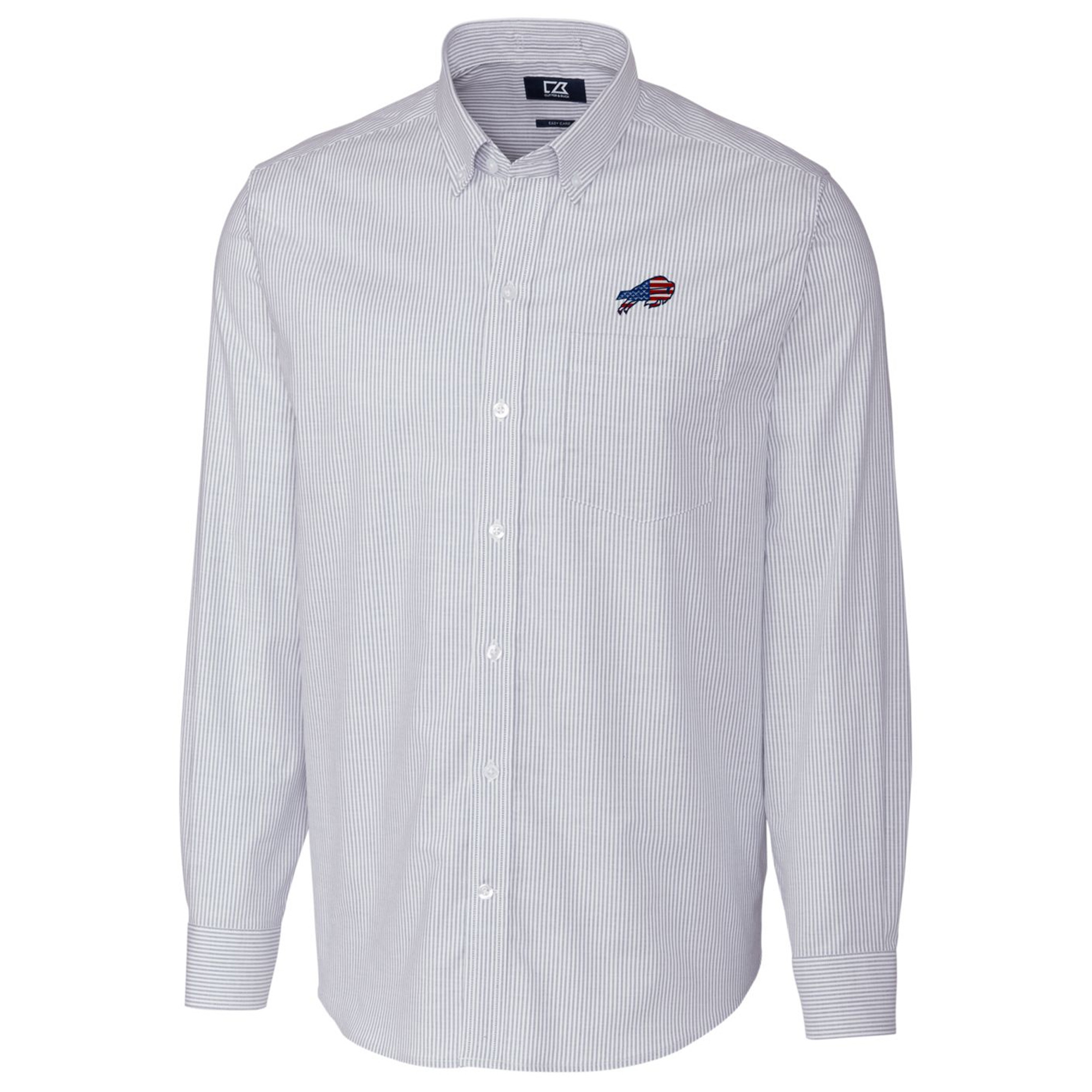 Men's Cutter & Buck Light Blue Buffalo Bills Big & Tall Stretch Oxford Stripe Long Sleeve Button-Down Shirt - Image 6
