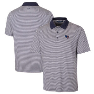 Men's Cutter & Buck Navy Tennessee Titans Big & Tall Forge Tonal Stripe Stretch Polo