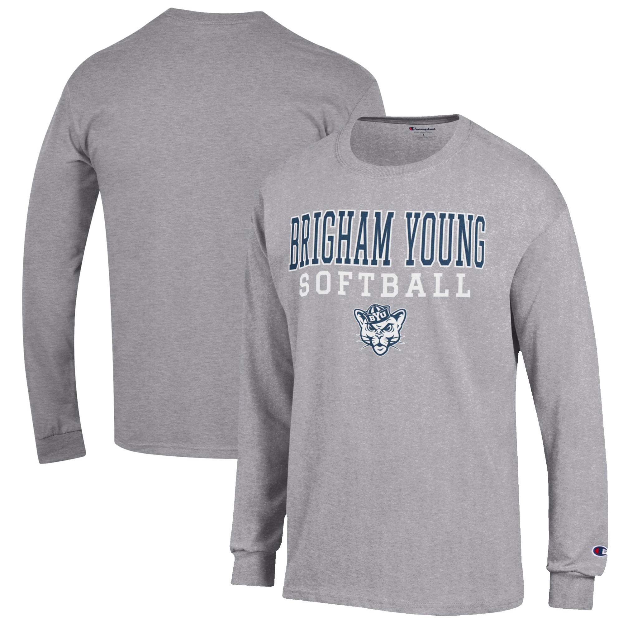 Men's Champion Gray BYU Cougars Softball Stack Long Sleeve T-Shirt