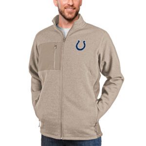 Men's Antigua Oatmeal Indianapolis Colts Course Full-Zip Jacket