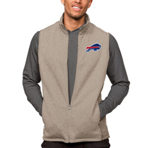 Men's Antigua Oatmeal Buffalo Bills Course Full-Zip Vest