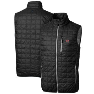 Men's Cutter & Buck Black Rutgers Scarlet Knights Big & Tall Rainier PrimaLoft Eco Full-Zip Puffer Vest