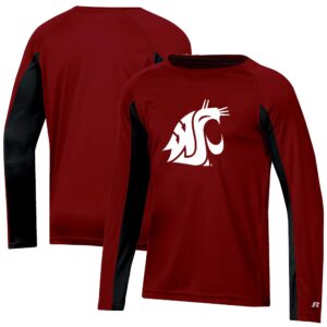 Youth Russell Crimson Washington State Cougars Logo Team Long Sleeve T-Shirt
