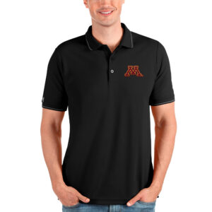 Men's Antigua Black Minnesota Golden Gophers Affluent Polo