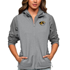 Women's Antigua Heather Gray Missouri Tigers Course Full-Zip Vest