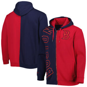Men's Mitchell & Ness Navy/Red Boston Red Sox Fleece Full-Zip Hoodie