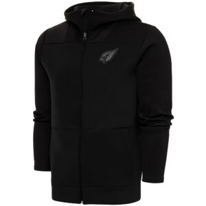 Men's Antigua Black Arizona Cardinals Tonal Logo Protect Full-Zip Hoodie