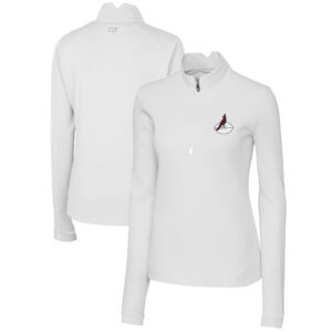 Women's Cutter & Buck White Arizona Cardinals Throwback Logo Traverse Stretch Quarter-Zip Pullover Top
