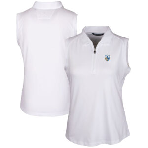 Women's Cutter & Buck White Los Angeles Chargers Throwback Logo Forge Stretch Sleeveless Polo