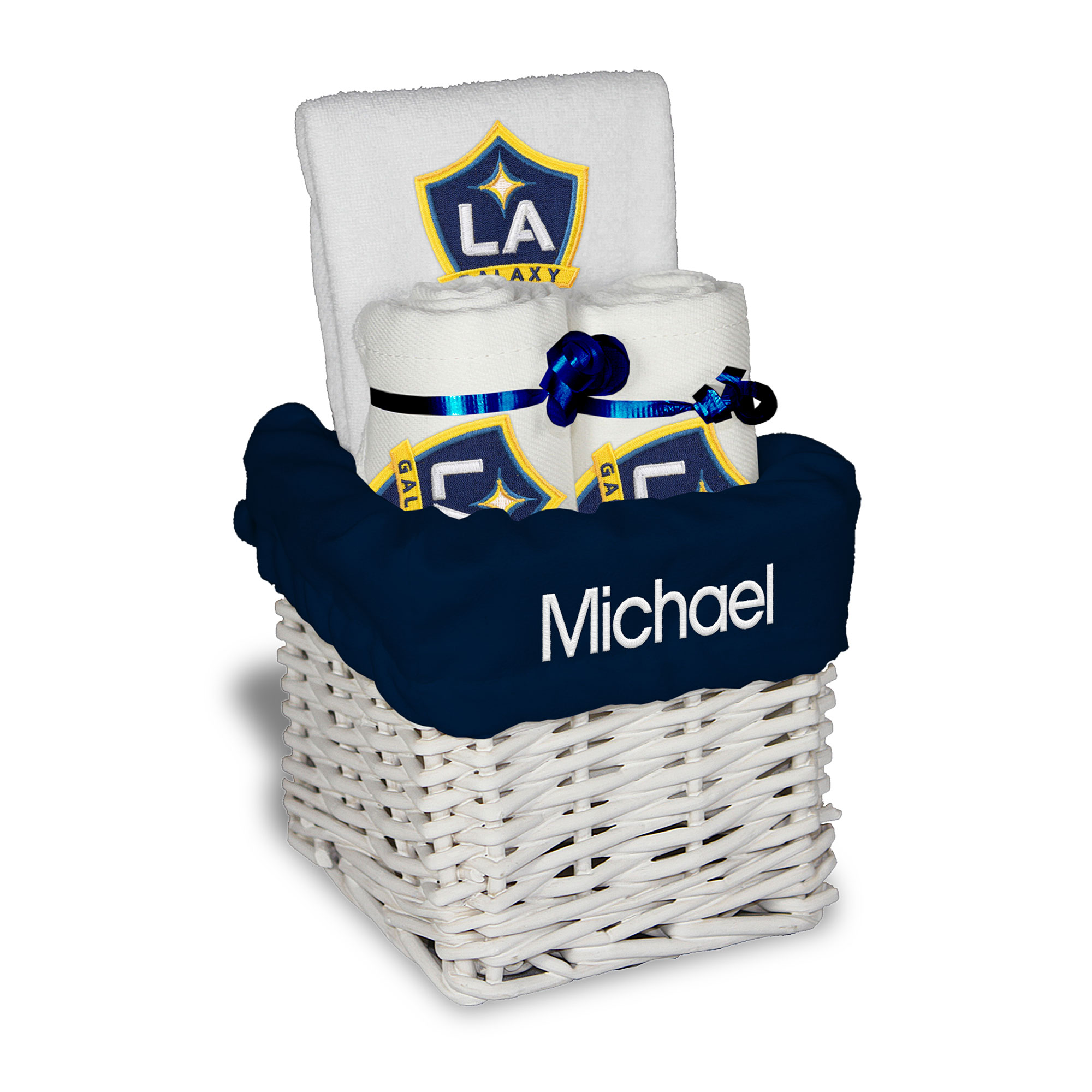 Infant White LA Galaxy Personalized Small Gift Basket