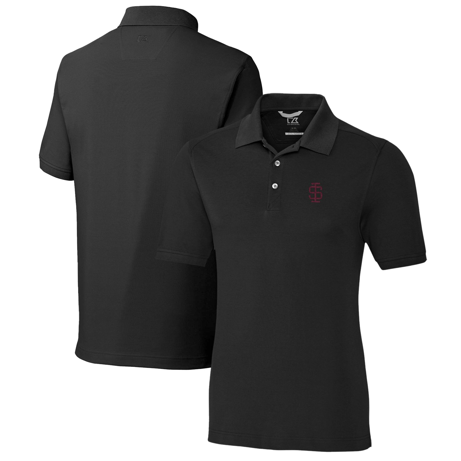 Men's Cutter & Buck Black Southern Illinois Salukis Advantage Tri-Blend DryTec Pique Polo - Image 5