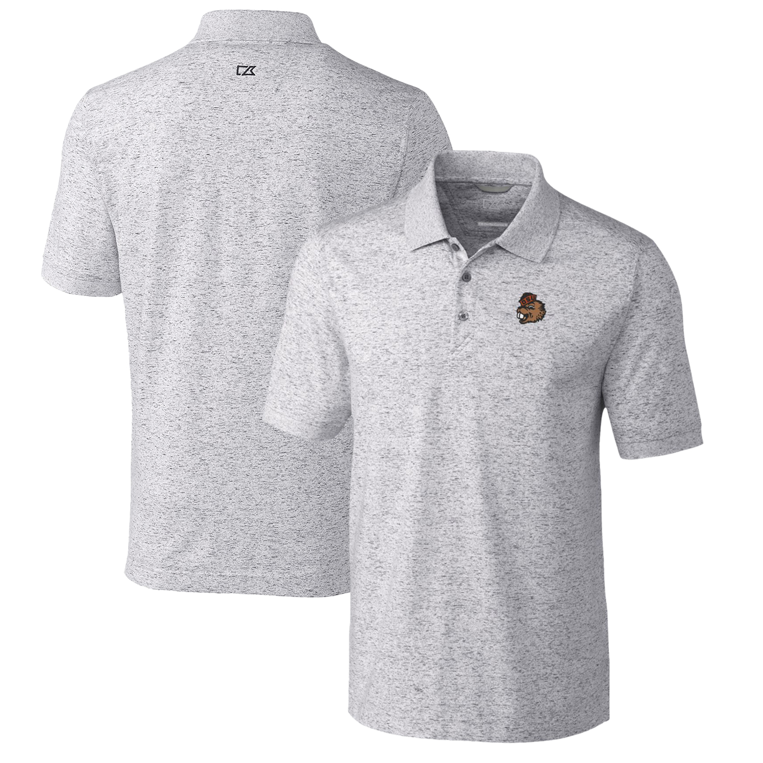 Men's Cutter & Buck Steel Oregon State Beavers Advantage Space Dye Tri-Blend Polo
