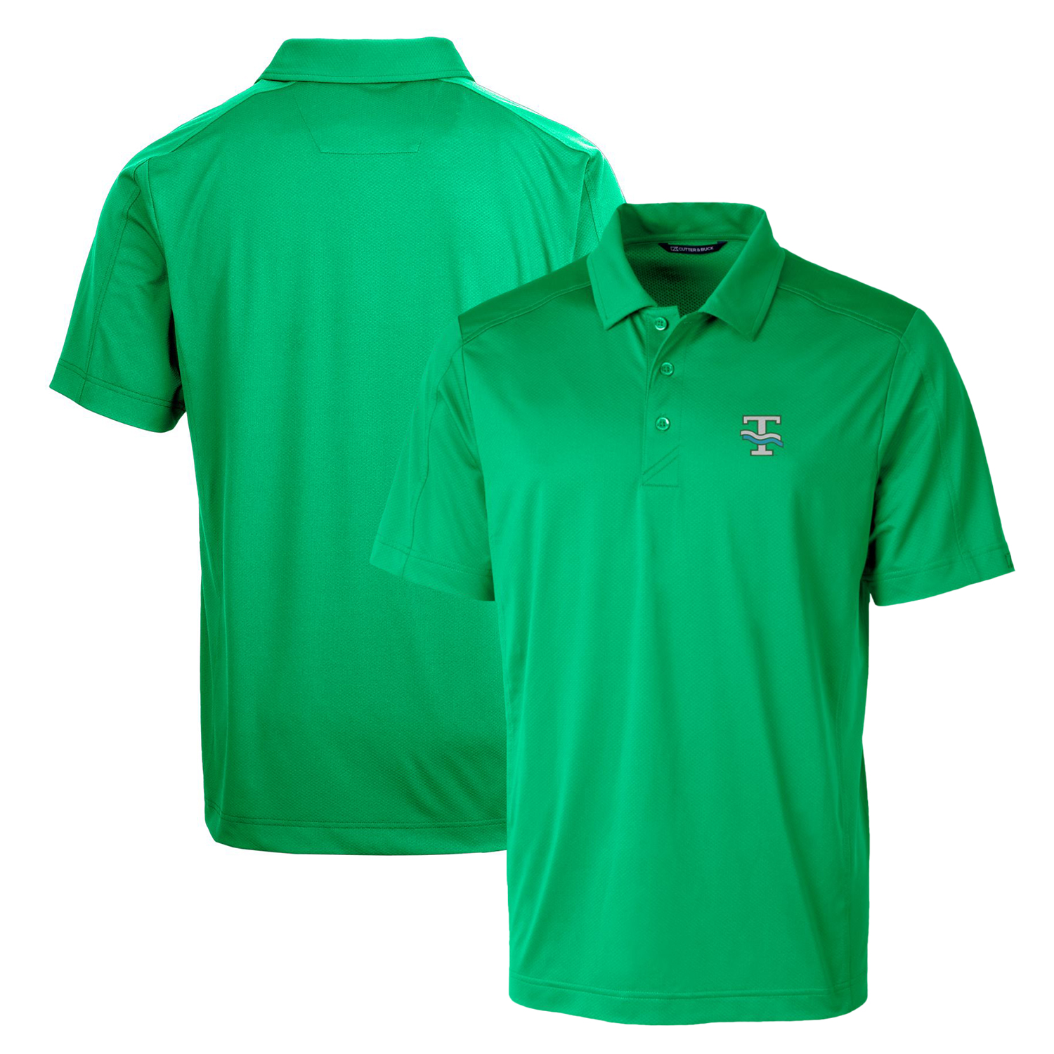 Cutter & Buck Kelly Green Tulane Green Wave Primary Team Logo Prospect Textured Stretch Polo