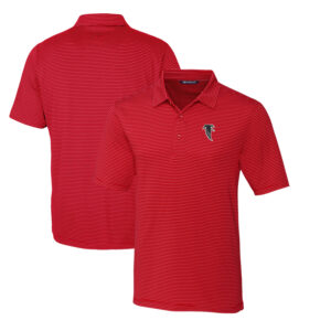 Men's Cutter & Buck Red Atlanta Falcons Throwback Logo Forge Pencil Stripe Stretch Polo