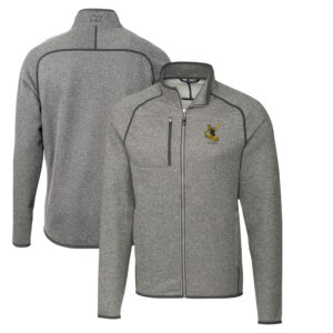 Men's Cutter & Buck Heather Gray Pittsburgh Steelers Throwback Logo Mainsail Sweater-Knit Full-Zip Jacket