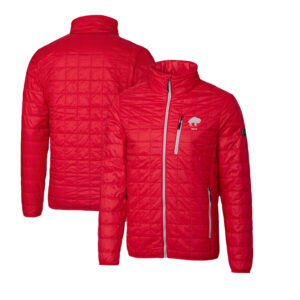 Men's Cutter & Buck Red Buffalo Bills Throwback Logo Rainier PrimaLoft Eco Insulated Full-Zip Puffer Jacket