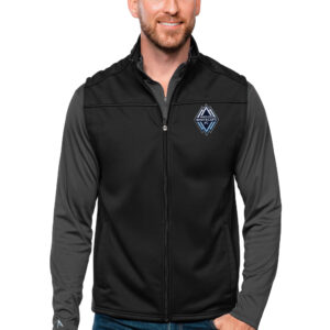 Men's Antigua Black Toronto FC Primary Team Logo Links Full-Zip Golf Vest