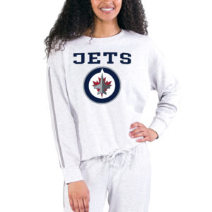 Women's Concepts Sport Cream/Gray Winnipeg Jets Pendant French Terry Long Sleeve Top