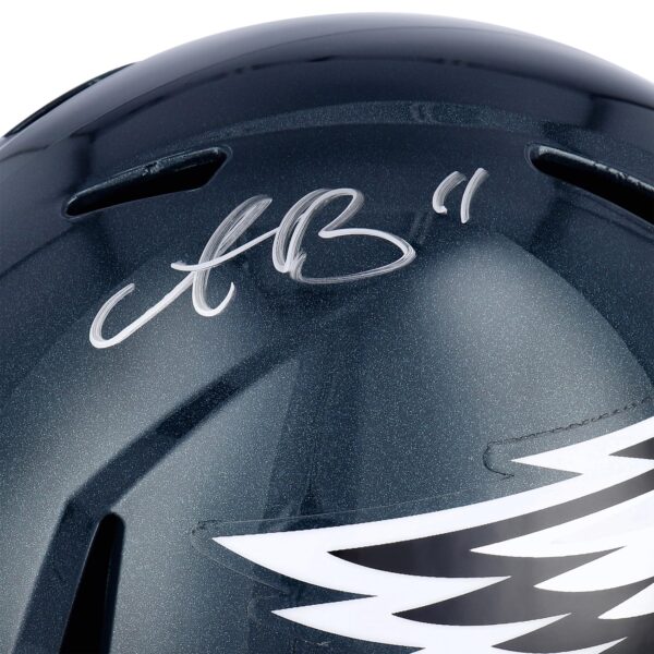 A.J. Brown Philadelphia Eagles Autographed Riddell Speed Replica Helmet - Image 3