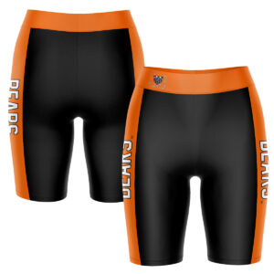 Women's Black/Orange Mercer Bears Plus Size Striped Design Bike Shorts