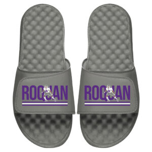Youth ISlide x BreakingT Roquan Smith Gray NFLPA Wordmark Slide Sandals