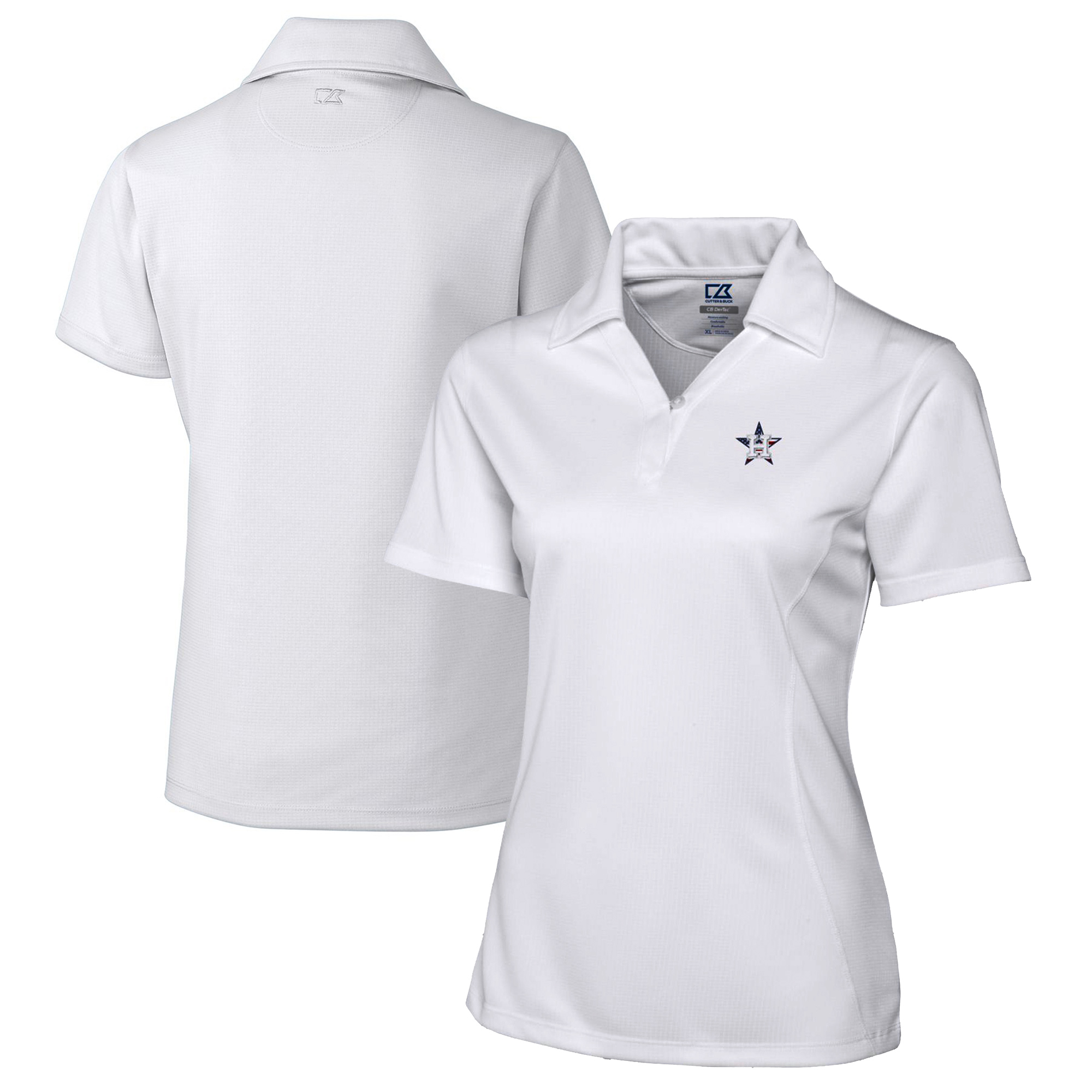 Women's Cutter & Buck White Houston Astros Americana Logo DryTec Genre Textured Solid Polo
