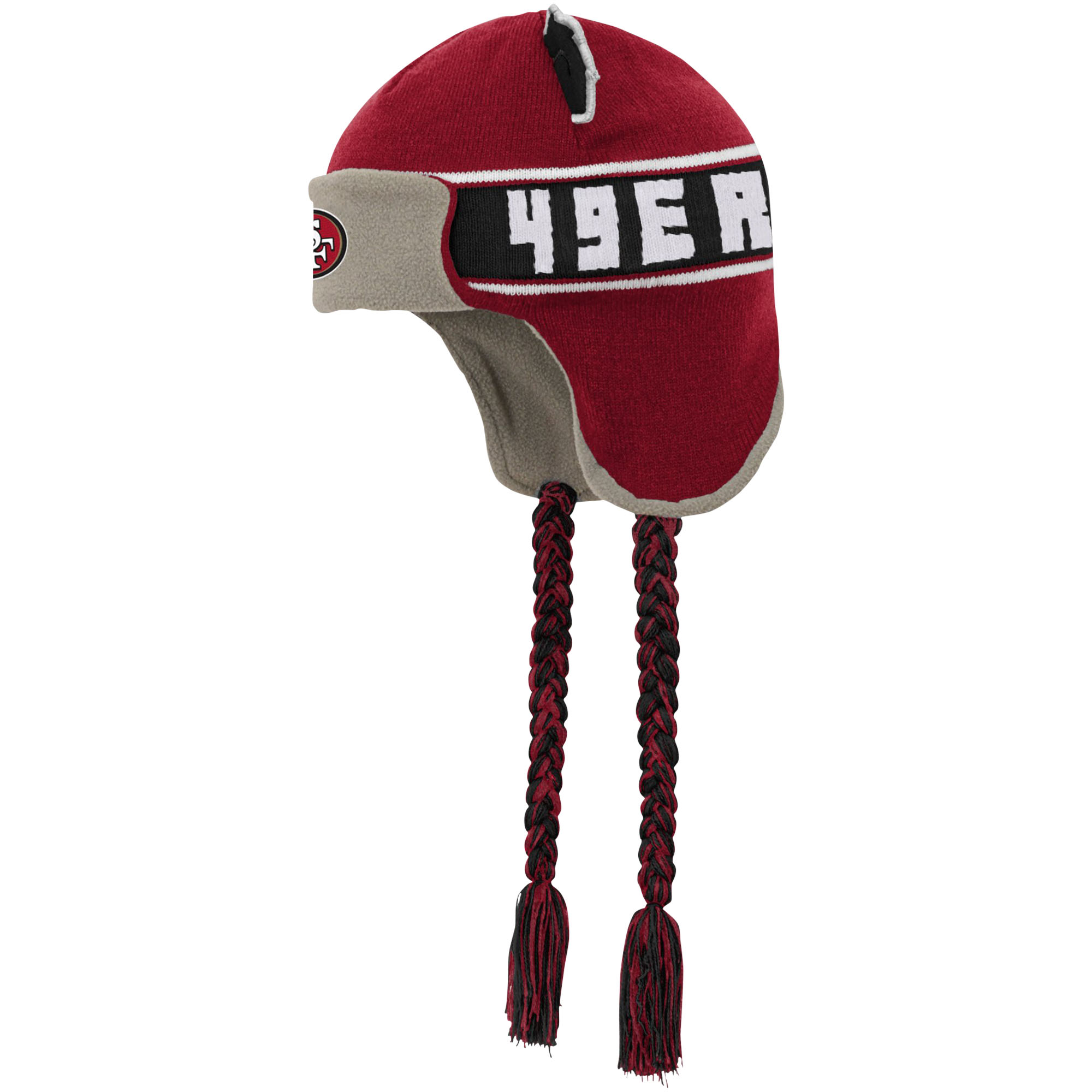 Youth Outerstuff Scarlet San Francisco 49ers Wordmark Ears Trooper Knit Hat - Image 3