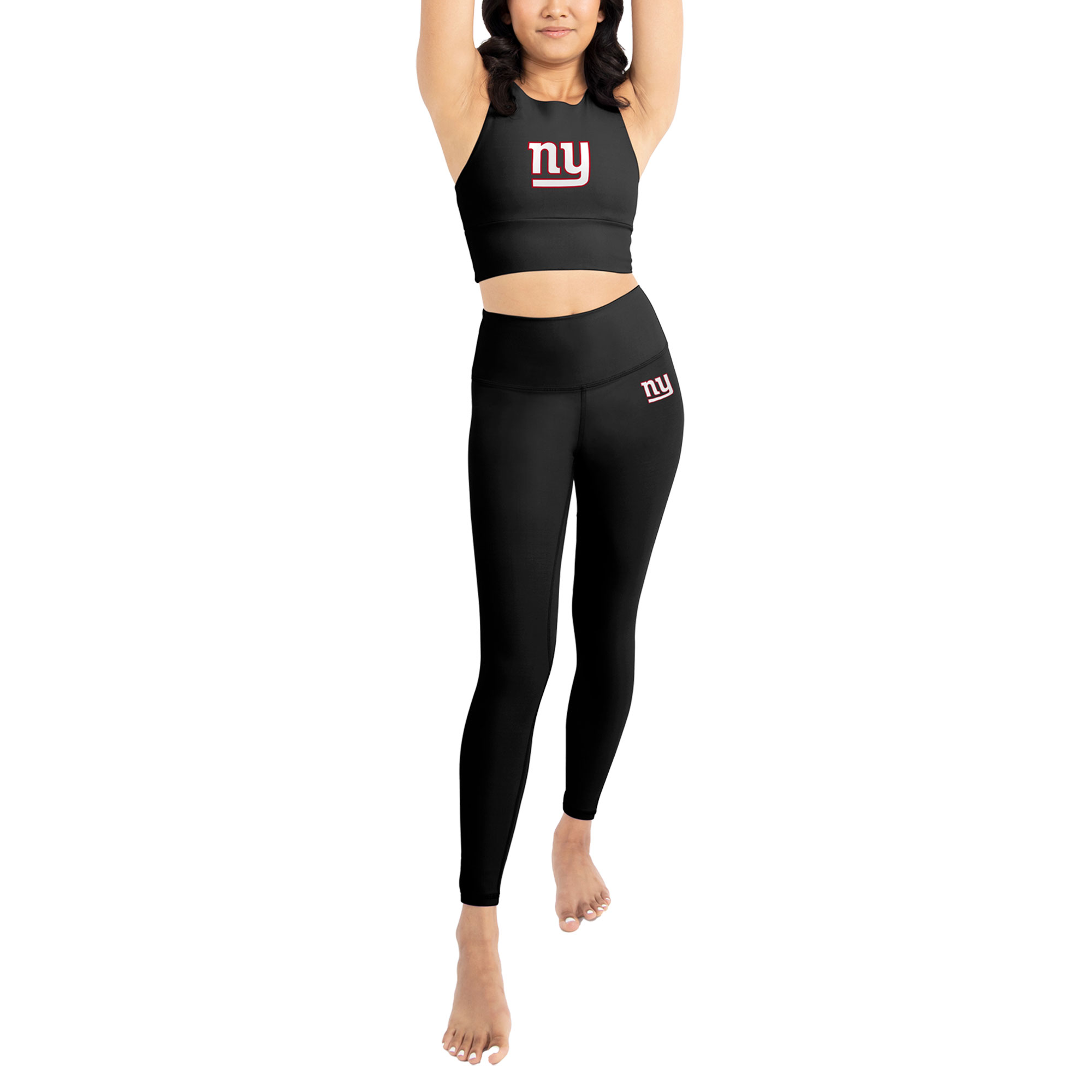 Women's Black New York Giants Leggings & Midi Bra Set - Image 2
