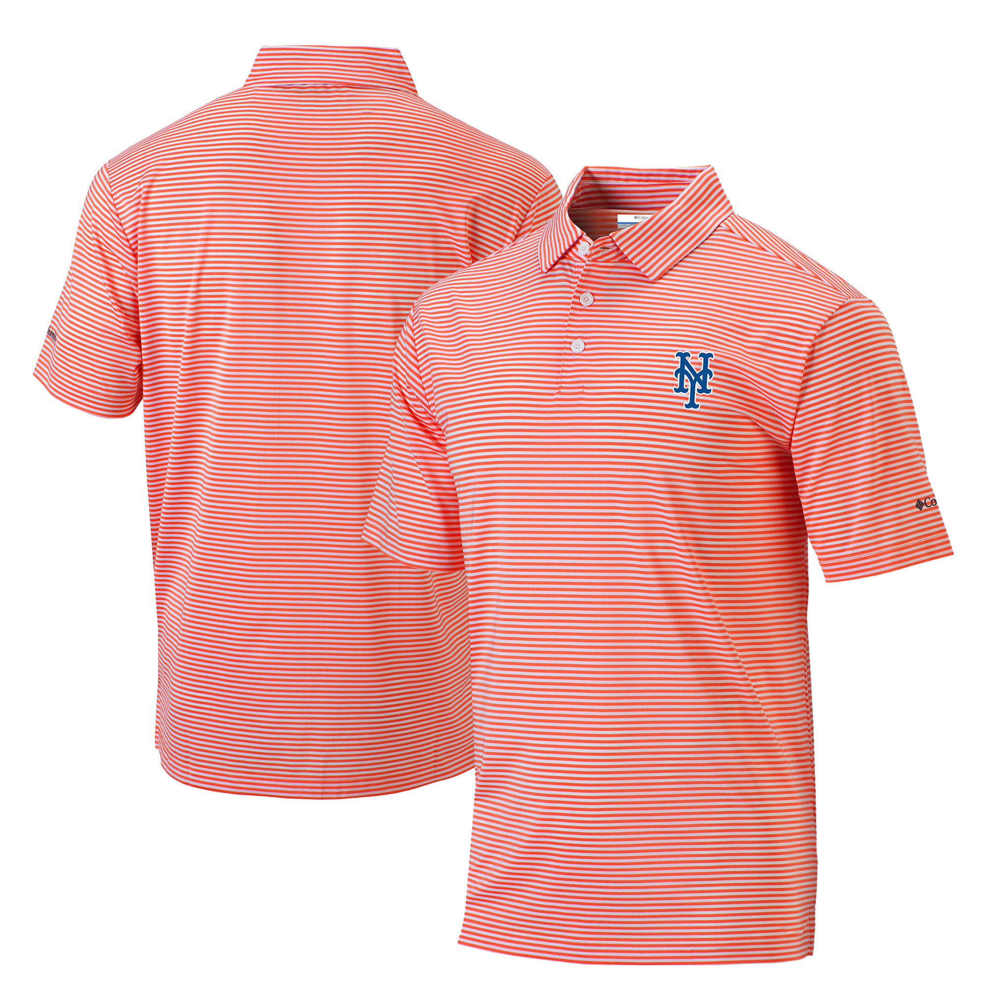 Men's Columbia Orange New York Mets Golf Club Invite Omni-Wick Polo - Image 2
