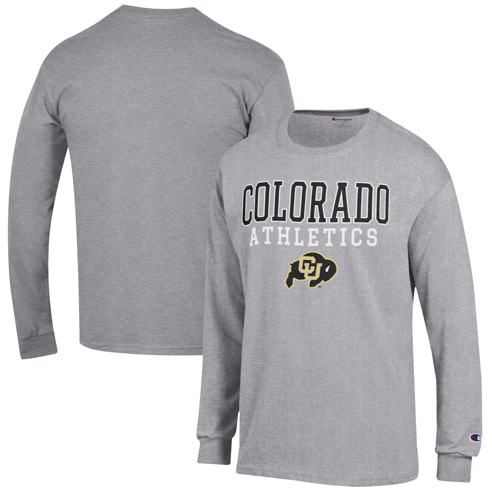 Men's Champion Gray Colorado Buffaloes Athletics Logo Stack Long Sleeve T-Shirt
