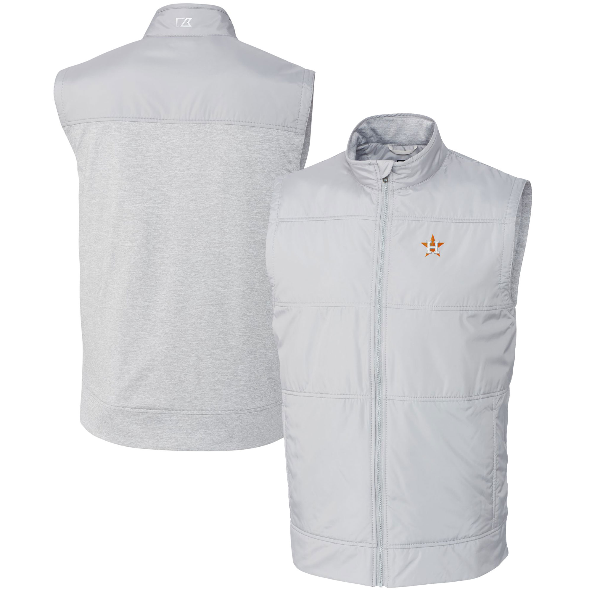 Men's Cutter & Buck Gray Houston Astros Stealth Hybrid Quilted Windbreaker Full-Zip Vest - Image 2
