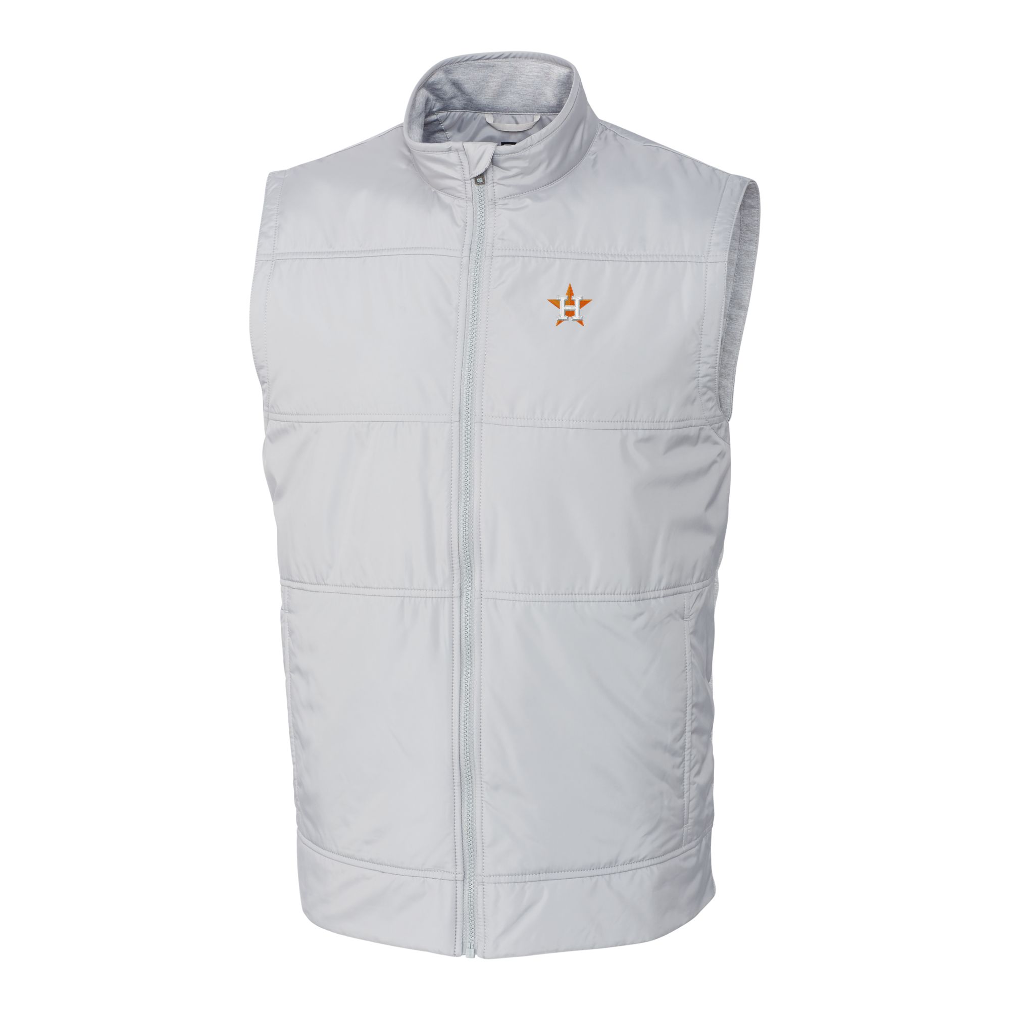 Men's Cutter & Buck Gray Houston Astros Stealth Hybrid Quilted Windbreaker Full-Zip Vest - Image 3