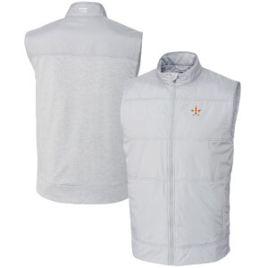 Men's Cutter & Buck  Gray Houston Astros Stealth Hybrid Quilted Windbreaker Full-Zip Vest