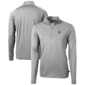 Men's Cutter & Buck Gray Athletics Virtue Eco Pique Recycled Quarter-Zip Pullover Top