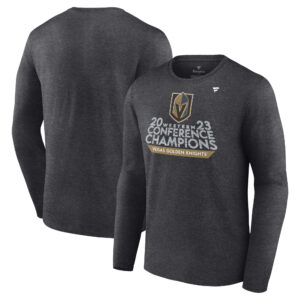 Men's Fanatics  Heather Charcoal Vegas Golden Knights 2023 Western Conference Champions Locker Room Long Sleeve T-Shirt
