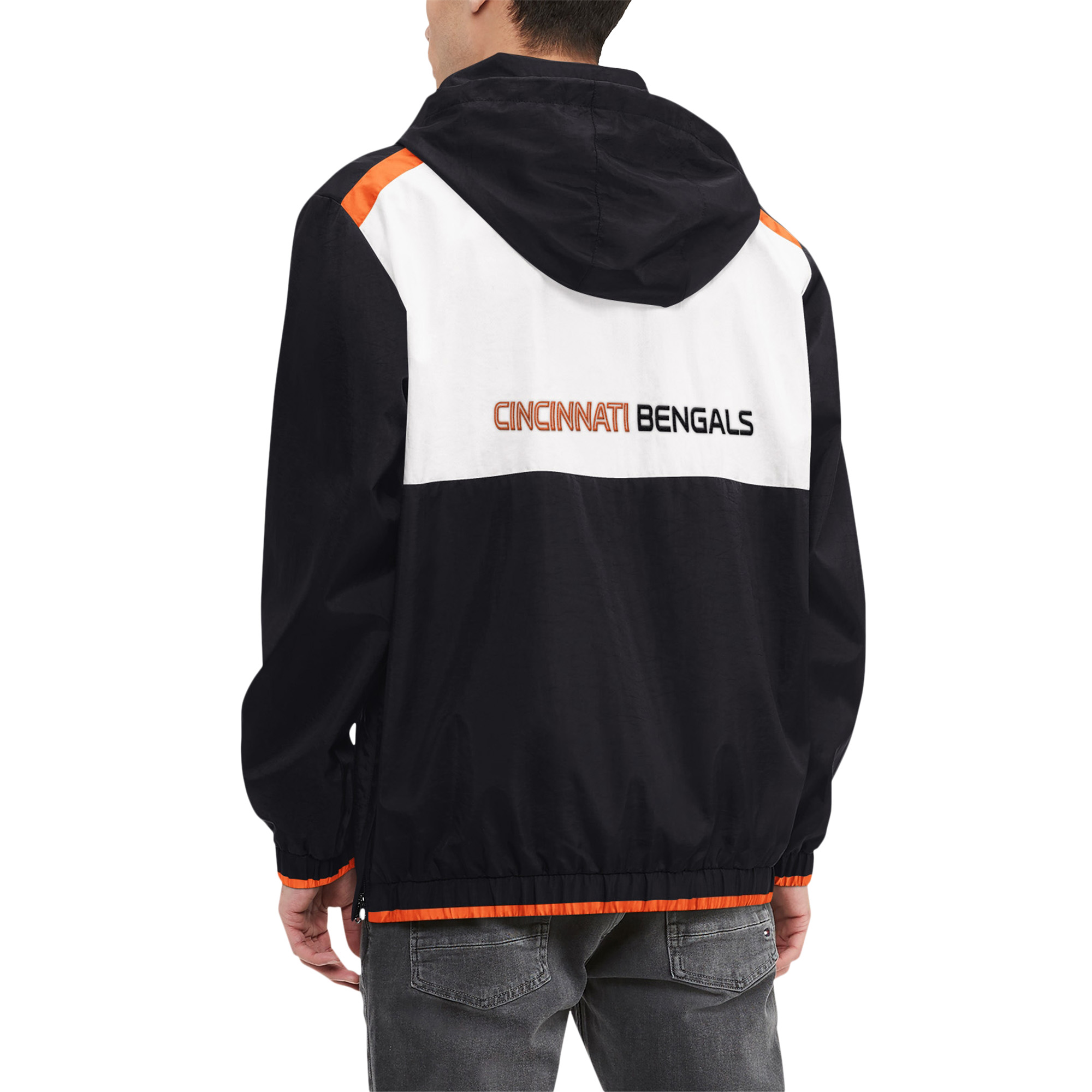 Men's Tommy Hilfiger Black/White Cincinnati Bengals Carter Half-Zip Hooded Top - Image 3